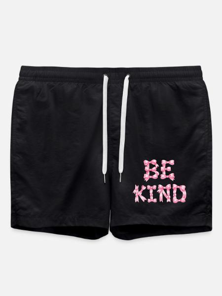 Be Kind Pink Bow T-Shirt Coquette Aesthetic - Swim Trunks - black