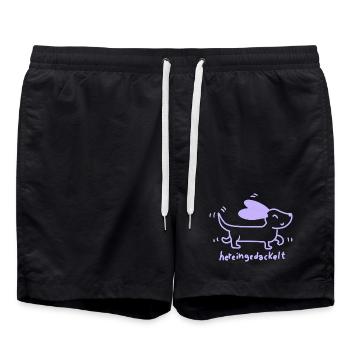 Dackel – Hereingedackt - Badeshorts - Schwarz - Vorne - AI Model Male 185 light (185cm)