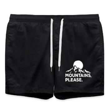 Mountains Please. Outdoor Wandern - Badeshorts - Schwarz - Vorne - AI Model Male 185 light (185cm)