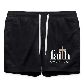 Faith Faith Over Fear Jesus God Bible Verse Church - Swim Trunks - black - Front - AI Model Male 185 light (185cm)