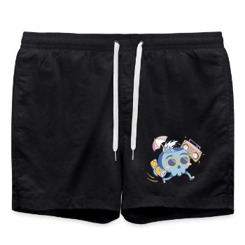 Skull Boombox Strandparty - Badeshorts - Schwarz - Vorne - AI Model Male 185 light (185cm)