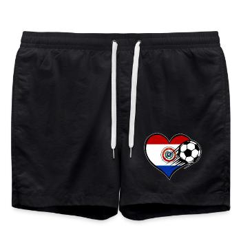 Paraguay Flagge Fußball mit Herz - Badeshorts - Schwarz - Vorne - AI Model Male 185 light (185cm)