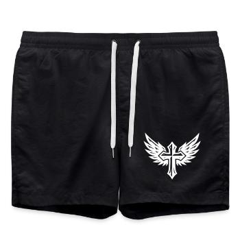 Icône des ailes croisées - Short de bain - noir - Devant - AI Model Male 185 light (185cm)