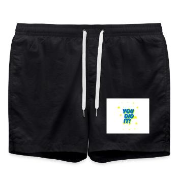Du hast es geschafft, Siegessterne - Badeshorts - Schwarz - Vorne - AI Model Male 185 light (185cm)