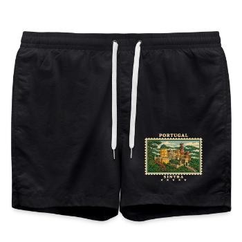 Portugal Sintra Vintage Reisemarke - Badeshorts - Schwarz - Vorne - AI Model Male 185 light (185cm)