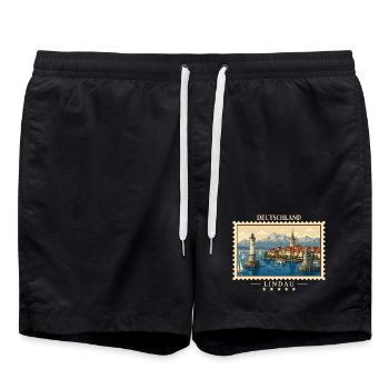 Deutschland Lindau Vintage Reisemarke - Badeshorts - Schwarz - Vorne - AI Model Male 185 light (185cm)