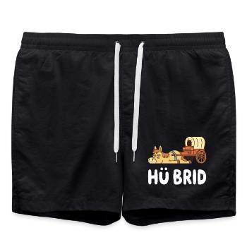 Hü-Brid Lustiges Hybrid Pferd Wortspiel - Badeshorts - Schwarz - Vorne - AI Model Male 185 light (185cm)
