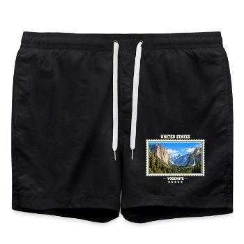 Vereinigte Staaten Yosemite Vintage Reisemarke - Badeshorts - Schwarz - Vorne - AI Model Male 185 light (185cm)