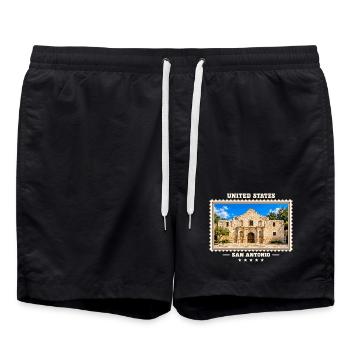 Vereinigte Staaten San Antonio Vintage Reisemarke - Badeshorts - Schwarz - Vorne - AI Model Male 185 light (185cm)