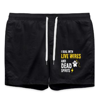 Elektriker Halloween Humor Live Wires Toter Geist - Badeshorts - Schwarz - Vorne - AI Model Male 185 light (185cm)