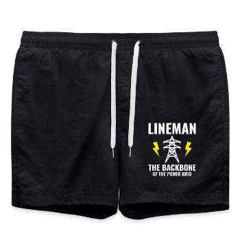 Lineman Backbone Power Grid Electricity Utility - Short de bain - noir - Devant - AI Model Male 185 light (185cm)