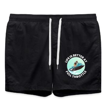 Jet Ski Full Throttle Watersports Adventure Ocean - Swim Trunks - black - Front - AI Model Male 185 light (185cm)