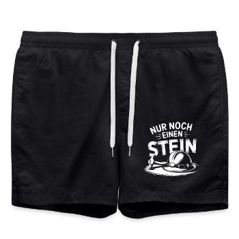 Nur noch einen Stein. Geologenhelm, Geologenhammer - Badeshorts - Schwarz - Vorne - AI Model Male 185 light (185cm)