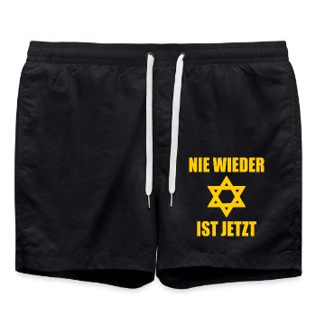 Nie wieder ist jetzt - Badeshorts - Schwarz - Vorne - AI Model Male 185 light (185cm)