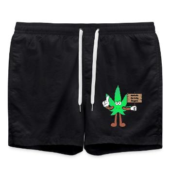Der Bloom - Weed Cannabis Stoned Hanf Marihuana - Badeshorts - Schwarz - Vorne - AI Model Male 185 light (185cm)