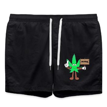 Der Bloom - Weed Cannabis Stoned Hanf Marihuana - Badeshorts - Schwarz - Vorne - AI Model Male 185 light (185cm)