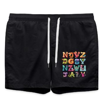 Alphabet ABC Animal Learning Kindergarten Teacher - Short de bain - noir - Devant - AI Model Male 185 light (185cm)
