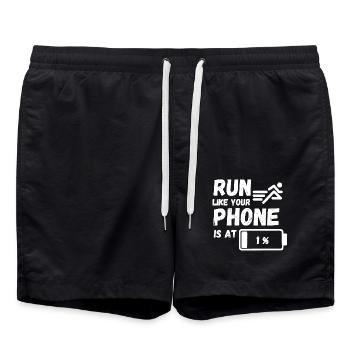 Run like your phone is at 1% - Badeshorts - Schwarz - Vorne - AI Model Male 185 light (185cm)