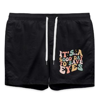 It's A Good Day To Save Eyes - Optometrist Eye - Swim Trunks - black - Front - AI Model Male 185 light (185cm)