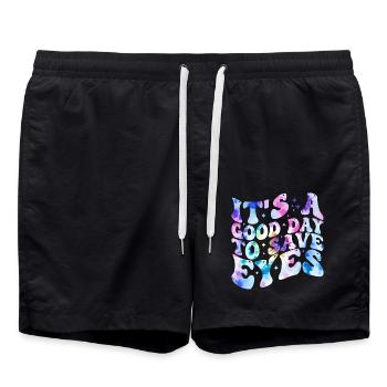 Es ist ein guter Tag, Augen retten, Augenarzt, Technik, Krankenschwester - Badeshorts - Schwarz - Vorne - AI Model Male 185 light (185cm)