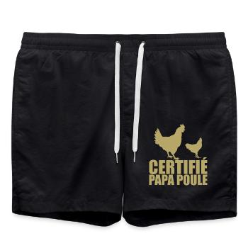 Best Dad | Certified Daddy Hen - Swim Trunks - black - Front - AI Model Male 185 light (185cm)