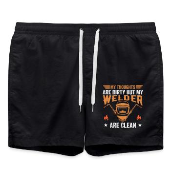Meine Gedanken sind schmutzig, aber meine Schweißer sind sauber - Badeshorts - Schwarz - Vorne - AI Model Male 185 light (185cm)