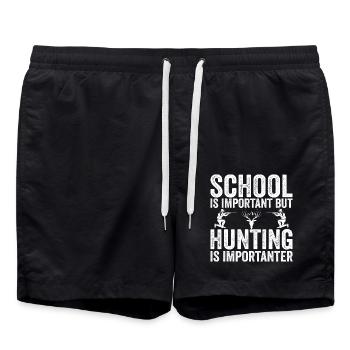 Die Schule ist wichtig, aber die Jagd ist noch wichtiger - Badeshorts - Schwarz - Vorne - AI Model Male 185 light (185cm)