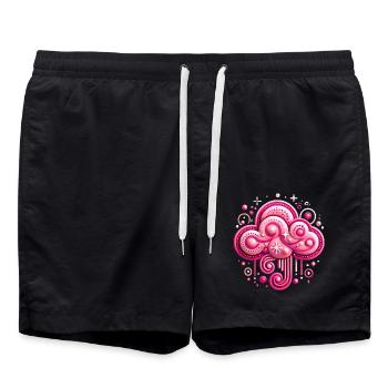 Skurriles rosa Wolkendesign - Badeshorts - Schwarz - Vorne - AI Model Male 185 light (185cm)