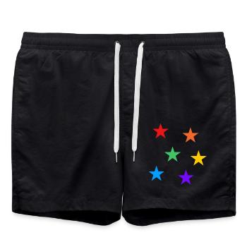 Sterne Regenbogen LGBTQ subtile Gay Pride - Badeshorts - Schwarz - Vorne - AI Model Male 185 light (185cm)