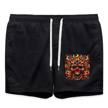 Skull mit Flammen brennender Skull - Badeshorts - Schwarz - Vorne - AI Model Male 185 light (185cm)