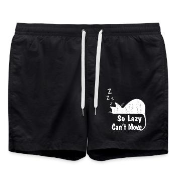 Cat So Lazy Can't Move - Swim Trunks - black - Front - AI Model Male 185 light (185cm)