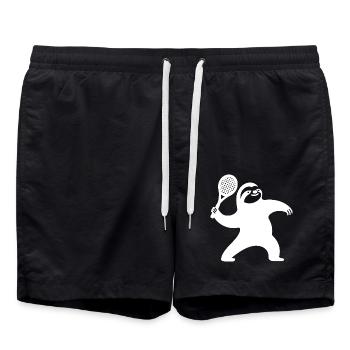 Faultier Silhouette Tennis Aufschlag - Badeshorts - Schwarz - Vorne - AI Model Male 185 light (185cm)