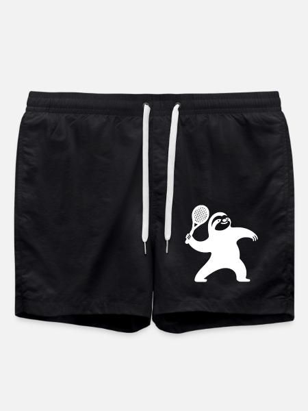 Sloth Silhouette Tennis Serve - Swim Trunks - black