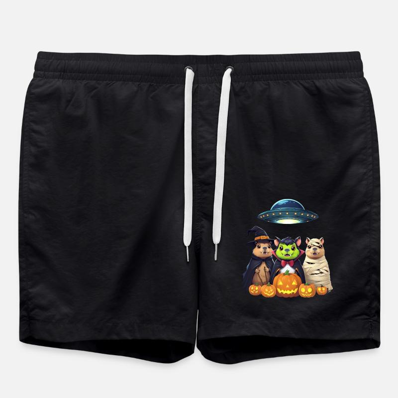 Halloween Capybara Hamster Geist Geschenkidee - Badeshorts - Schwarz