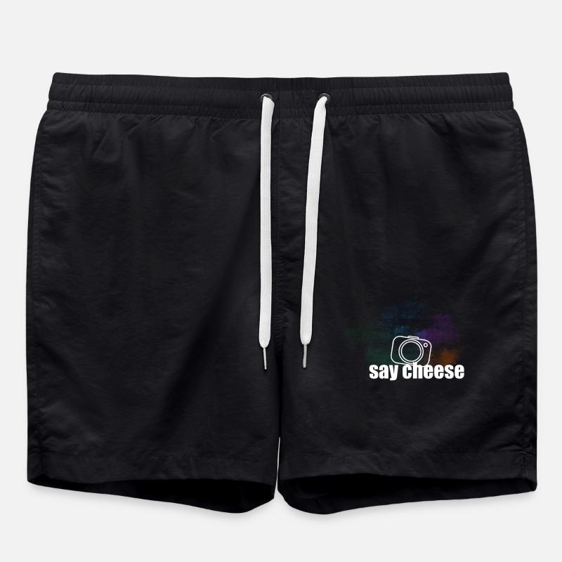Say Cheese blanc - Short de bain - noir