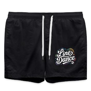 Line Dance mein Hobby - meine Passion - mein Ding - Badeshorts - Schwarz - Vorne - AI Model Male 185 light (185cm)