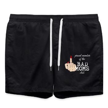 Proud Member of the Bad Moms Club Middle Finger - Swim Trunks - black - Front - AI Model Male 185 light (185cm)