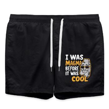 Magma Humor – Before Coolness, Geologist - Swim Trunks - black - Front - AI Model Male 185 light (185cm)