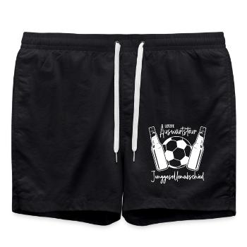 JGA 2026 Fußball Jga Fußballer Letzte Auswärtstour - Badeshorts - Schwarz - Vorne - AI Model Male 185 light (185cm)