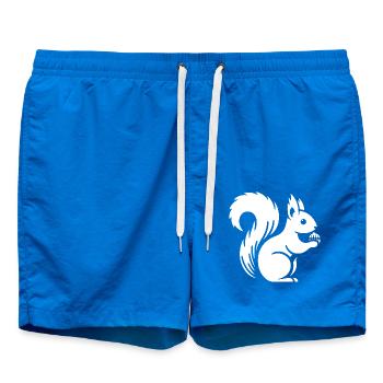 Minimalistische Eichhörnchen Silhouette mit Nuss - Badeshorts - Cobalt blue - Vorne