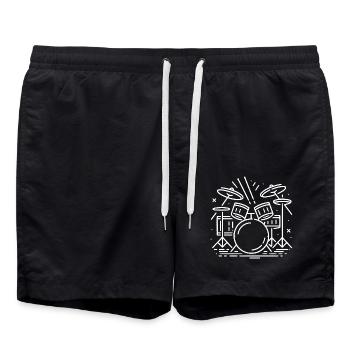 Drums Drummer Destroy Silence Rockband. - Swim Trunks - black - Front - AI Model Male 185 light (185cm)