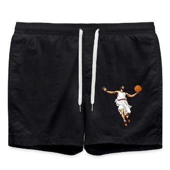Jesu Basketballer / Basketball Jesus - Badeshorts - Schwarz - Vorne - AI Model Male 185 light (185cm)