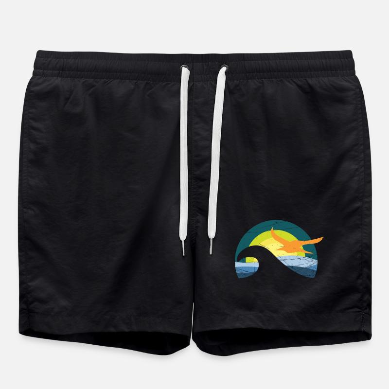 Möwe am Meer - Badeshorts - Schwarz