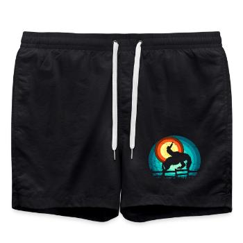 Cowboy beim Rodeo - Badeshorts - Schwarz - Vorne - AI Model Male 185 light (185cm)