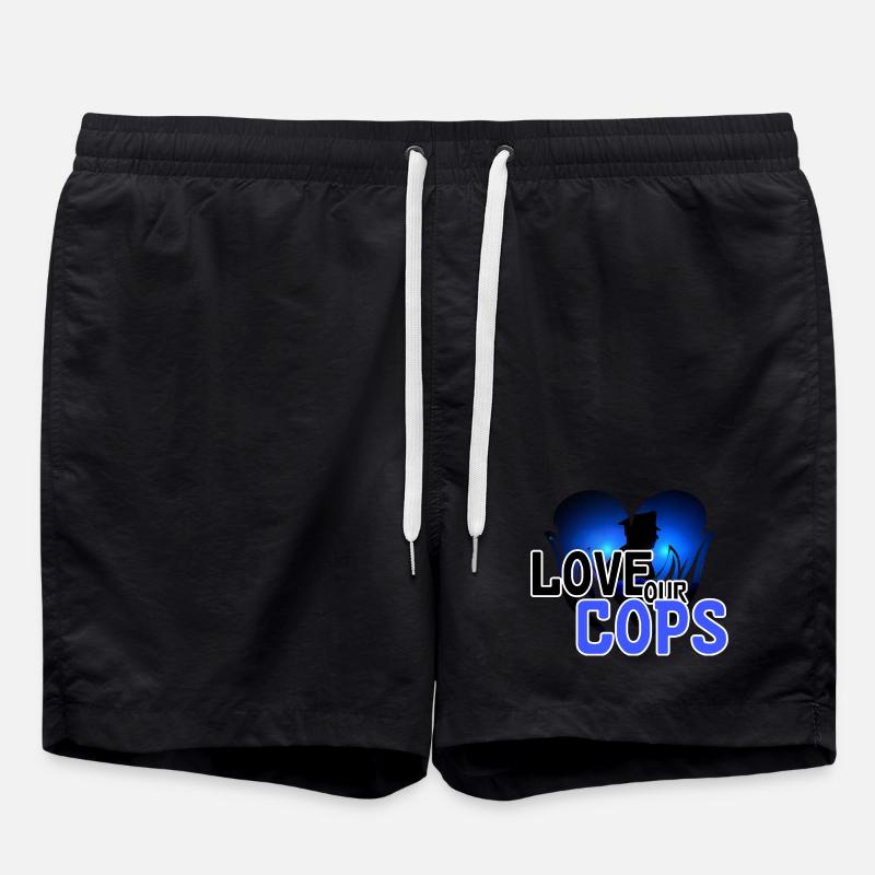 Liebe Polizei Polizist Spruch Beruf - Badeshorts - Schwarz