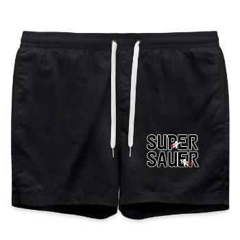 Super sauer Laune lustig Spruch Freunde - Badeshorts - Schwarz - Vorne - AI Model Male 185 light (185cm)