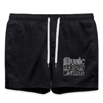 Musik Heilung Medizin Spruch Gesundheit Depression - Badeshorts - Schwarz - Vorne - AI Model Male 185 light (185cm)