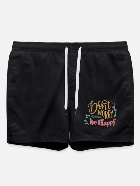 Ne vous inquiétez pas, soyez heureux - Short de bain - noir