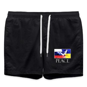 PAIX Russie Ukraine Colombe de la Paix blanc - Short de bain - noir - Devant - AI Model Male 185 light (185cm)