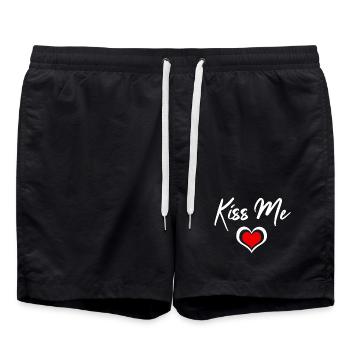 Kiss Me Herzchen - Badeshorts - Schwarz - Vorne - AI Model Male 185 light (185cm)
